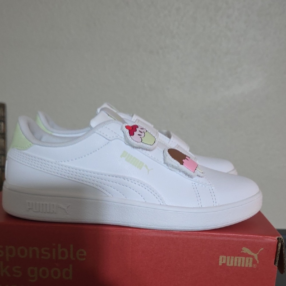 Puma Kids White Sneakers with Ice Cream Accents